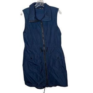 Athleta Zip Front Navy Blue Parachute Nylon Dress. Size Medium.